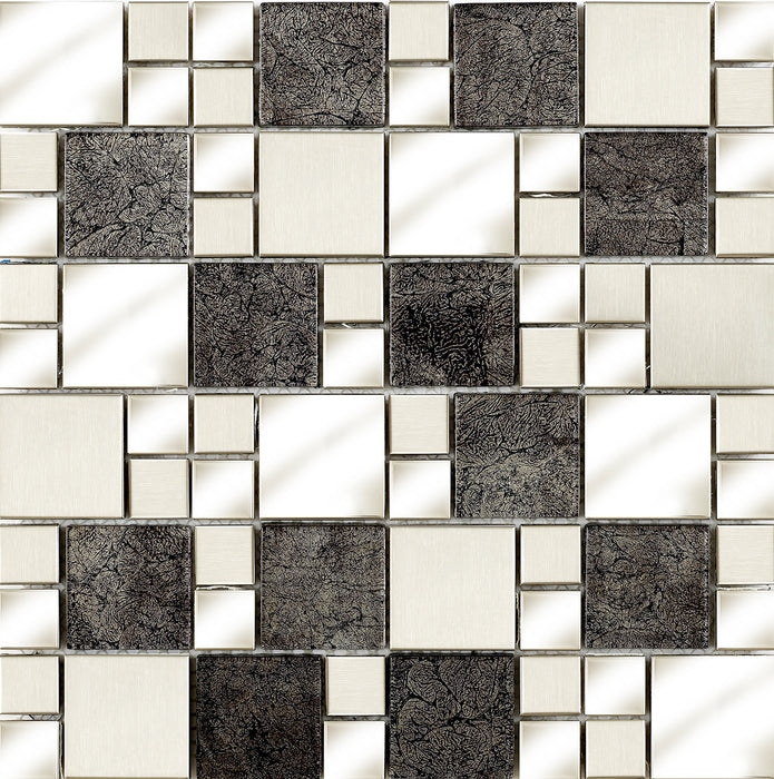 Dalston Glass/Metal Mix Modular Mosaic – 30x30cm