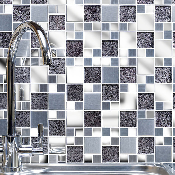 Dalston Glass/Metal Mix Modular Mosaic – 30x30cm - product image 2
