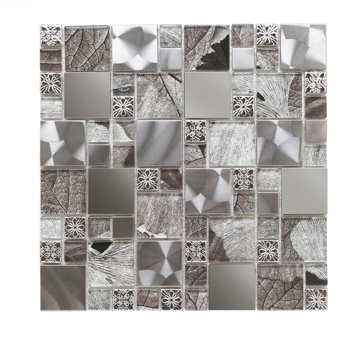 Soho Silver Glass/Metal Mix Modular Mosaic – 30x30cm