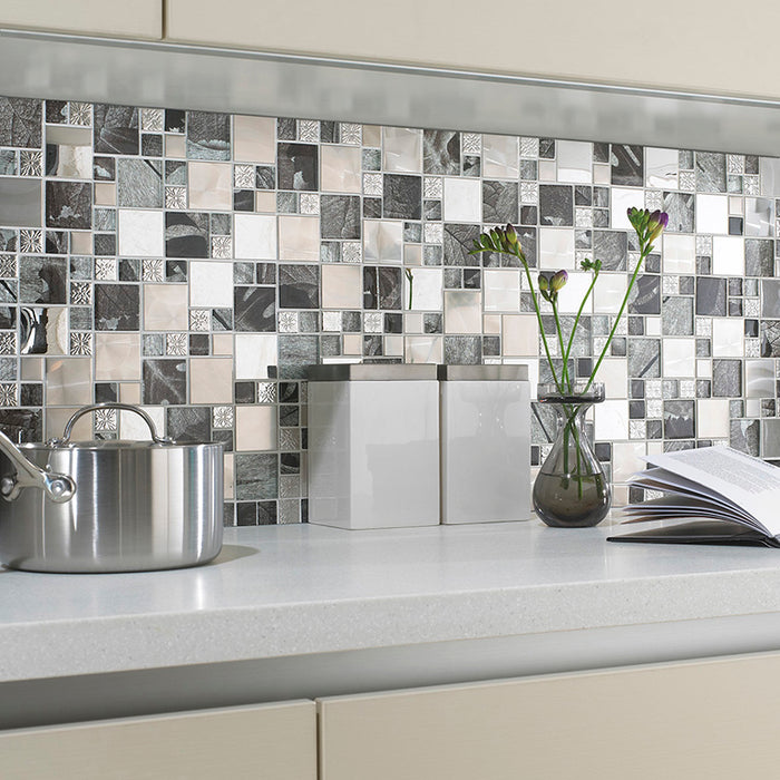 Soho Silver Glass/Metal Mix Modular Mosaic – 30x30cm - product image 2