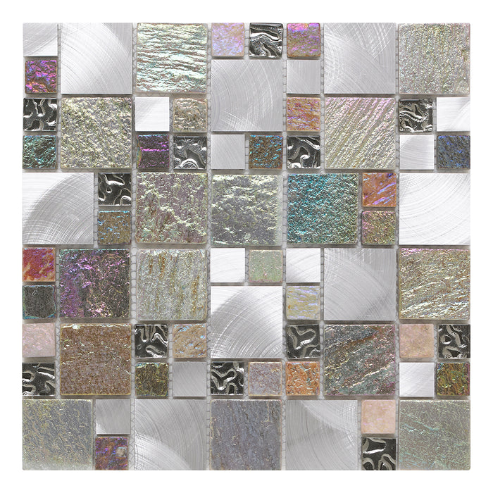 Quorra Glass/Stone/Metal Mix Modular Mosaic – 30x30cm