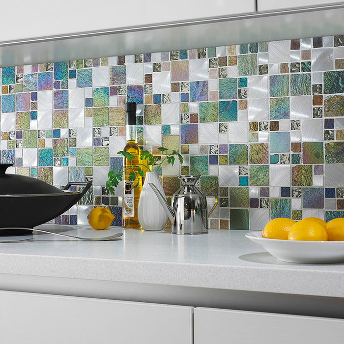 Quorra Glass/Stone/Metal Mix Modular Mosaic – 30x30cm - product image 2
