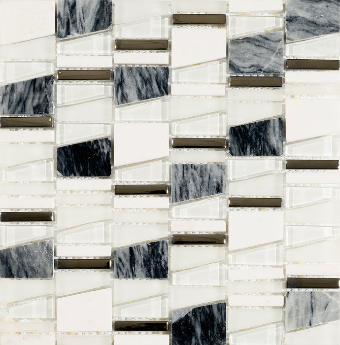 Settle Grey Stone/Glass Angular Mix Mosaic – 30x30cm