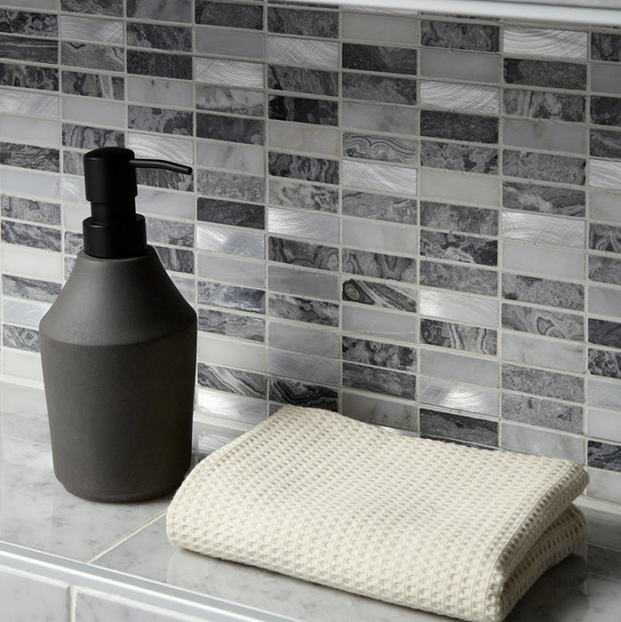 Islington Grey Stone/Metal Mix Linear Mosaic – 1.5x4.8cm - product image 2