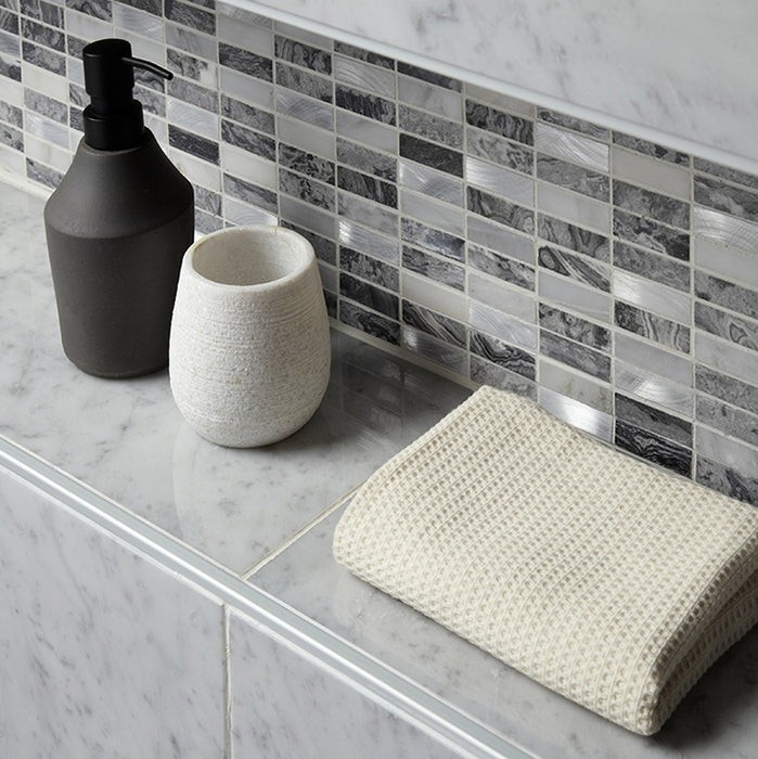 Islington Grey Stone/Metal Mix Linear Mosaic – 1.5x4.8cm - product image 4