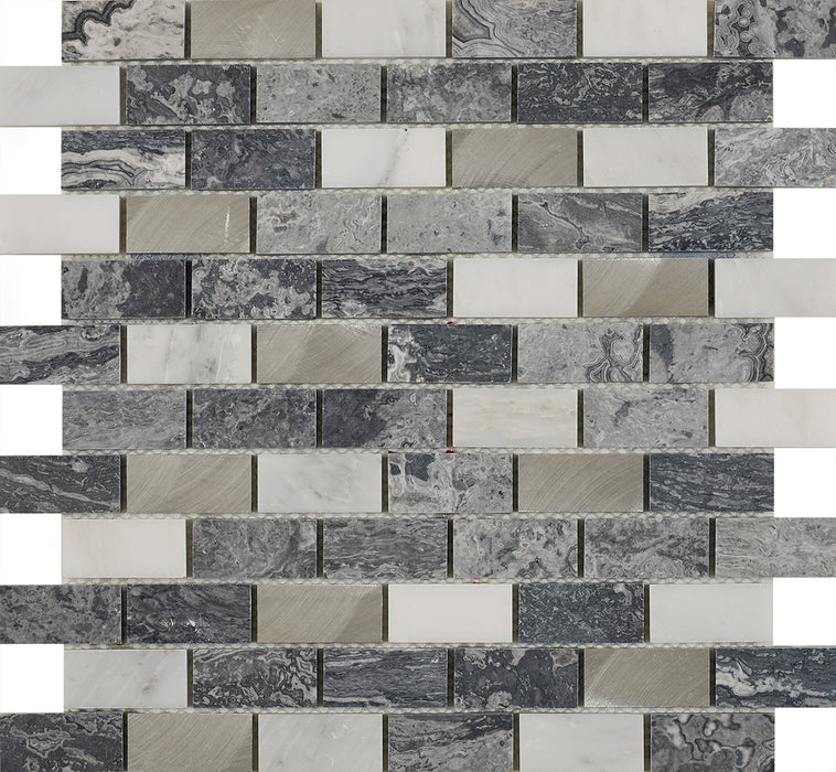 Fairfax Grey Stone/Metal Mix Brick Mosaic – 2.3x4.8cm