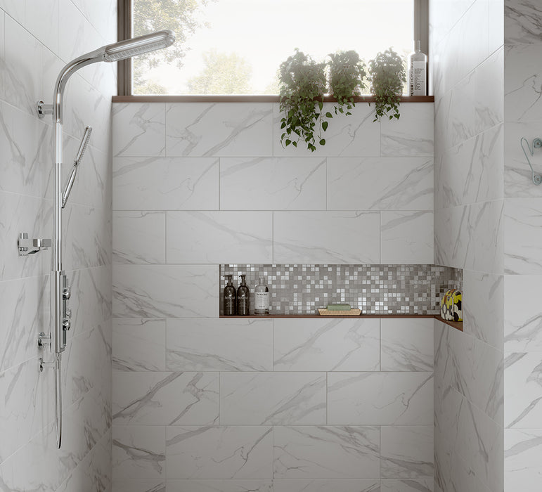 Seville White & Silver Glass/Stone Mix Mosaic – 2.3x2.3cm - product image 2
