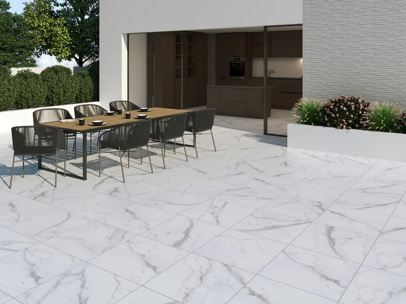 Carrara Marble Effect 2CM Outdoor Porcelain Tile