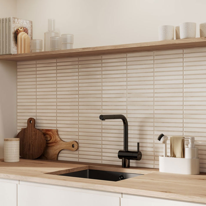 Brecon Linear Pearl Ceramic Wall Tile – 35x35cm - product image 3