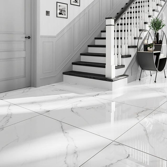 Langdale Blanco Polished Glazed Porcelain Wall & Floor – 90x90cm