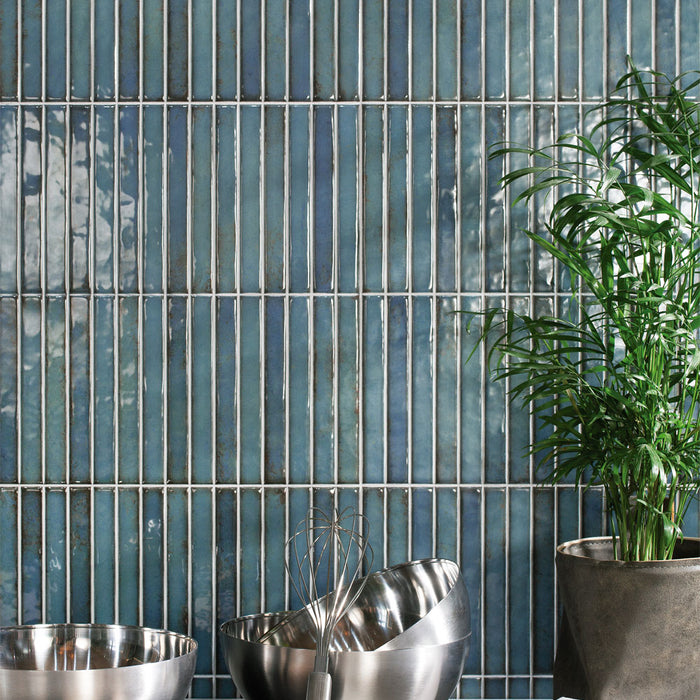 Brecon Linear Turquoise Ceramic Wall Tile – 35x35cm - product image 2