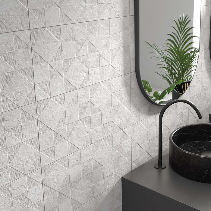 Milan Geo Grey Matt Ceramic Wall – 25x50cm - product image 2