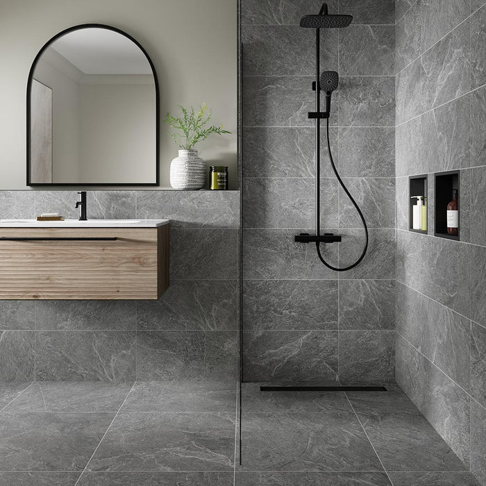 Jasselle Dark Grey Porcelain Wall & Floor Tile – 60x60cm