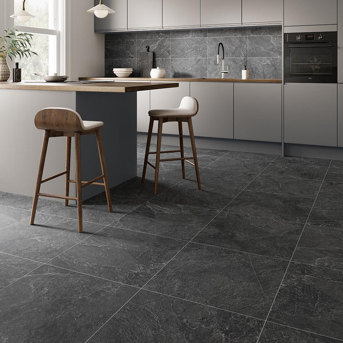 Jasselle Anthracite Porcelain Wall & Floor Tile – 60x60cm
