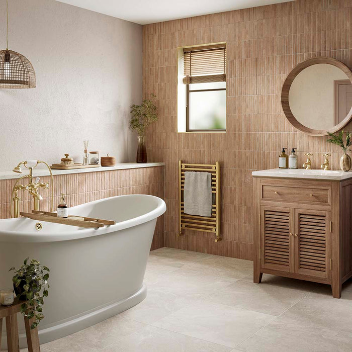 Brecon Linear Terracotta Matt Ceramic Wall Tile – 35x35cm