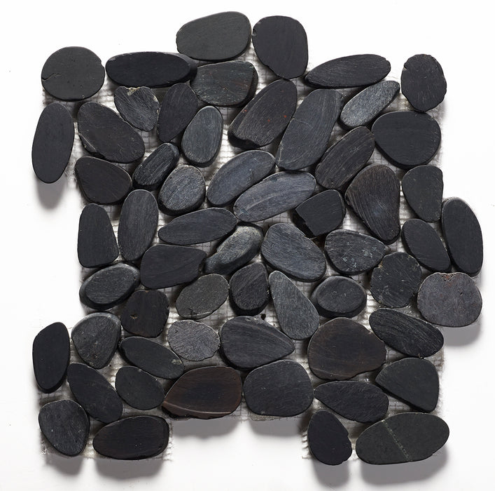 Pimlico Black Flat Cut Pebble Wall & Floor Mosaic – 30x30cm