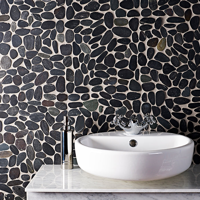 Pimlico Black Flat Cut Pebble Wall & Floor Mosaic – 30x30cm - product image 3