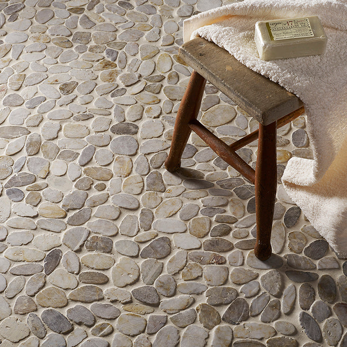 Pimlico White Flat Cut Pebble Wall & Floor Mosaic – 30x30cm - product image 2