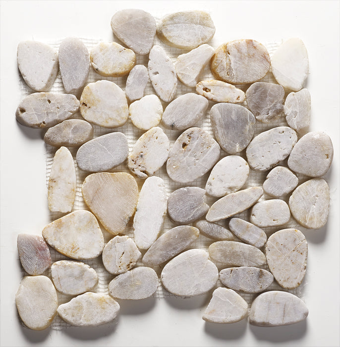 Pimlico White Flat Cut Pebble Wall & Floor Mosaic – 30x30cm