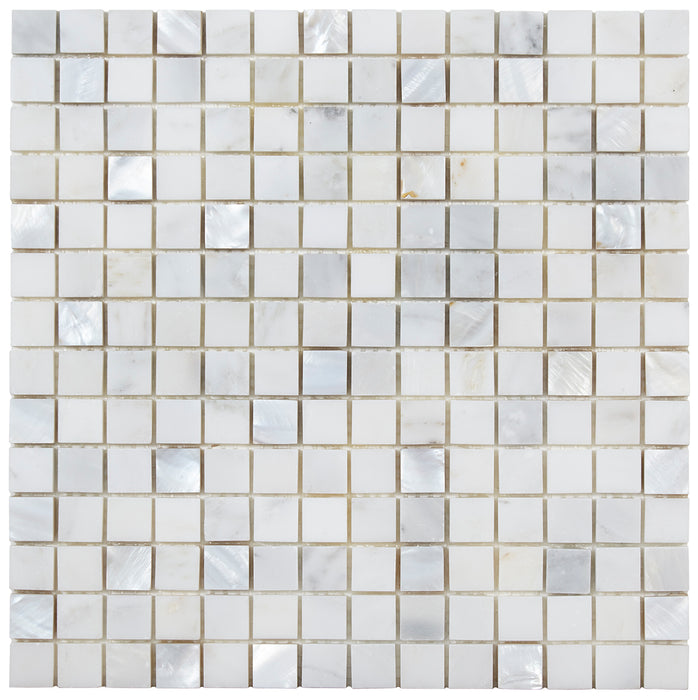 Jorvane White Marble & Mother of Pearl Mosaic – 2x2cm