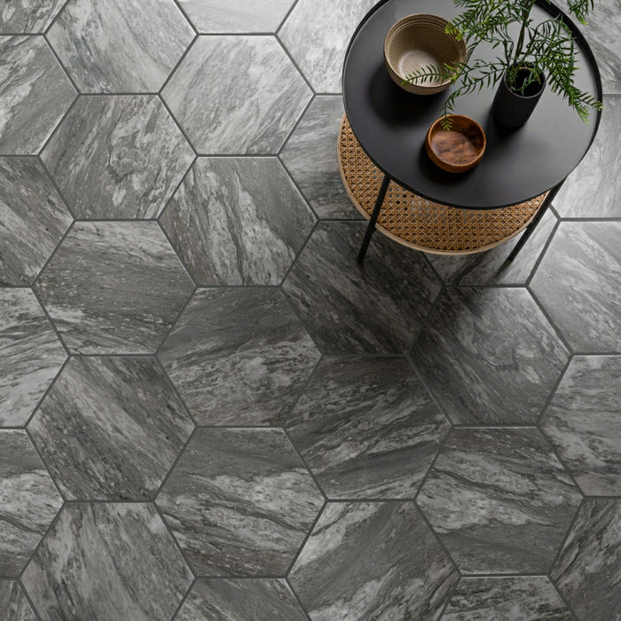 £64.99M2 Bardiglio Hexagon Marble Effect Tile