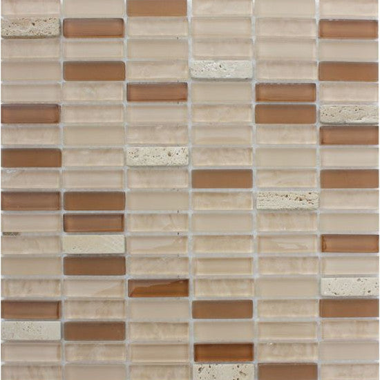 Pacific Mosaic Tiles - Crystal Beige (rectangles) - 29.5cm x 29.5cm